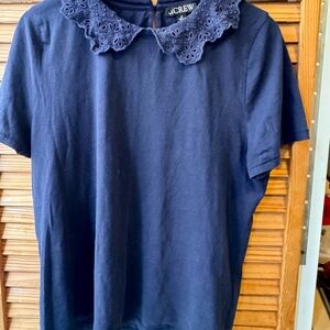 J.Crew Dark Blue Knit Top with Textured Detail